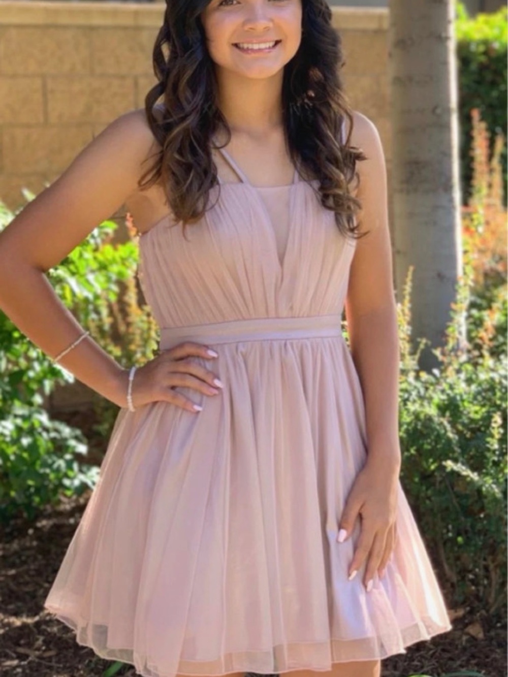 City Studio Blush Pink Sleeveless Chiffon Mini Dress